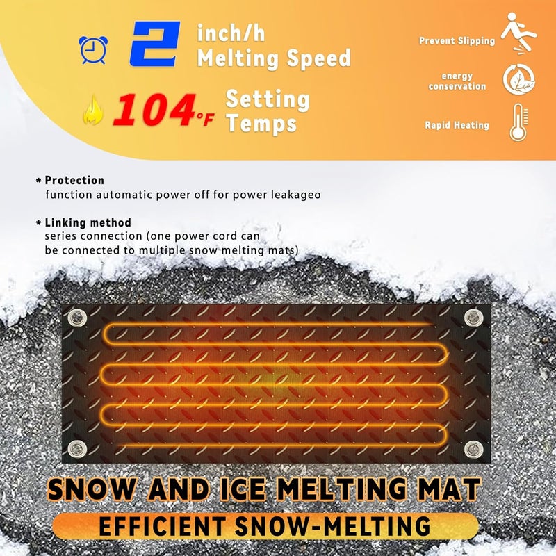BUAEL Snow Melting Walkway Mat 3 Pcs, 10" X 30" Snow & Ice Melting Mat Slip-Proof Rubber Heated Mat, Doors, Courtyard corridors, Outdoor, Stairs, ramps, entrances, Roofs(3, Black) - Image 2